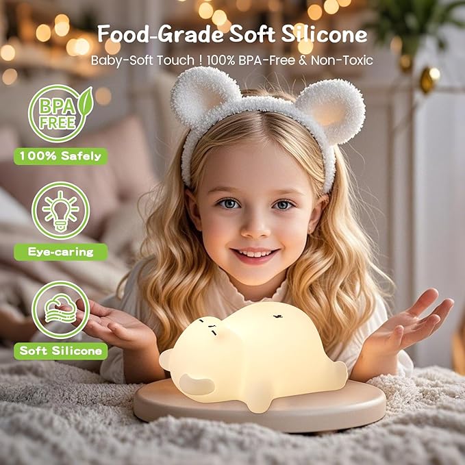 Sleepy Snoring Bear Night Light, Novelty Nursery Nightlight - Image 4