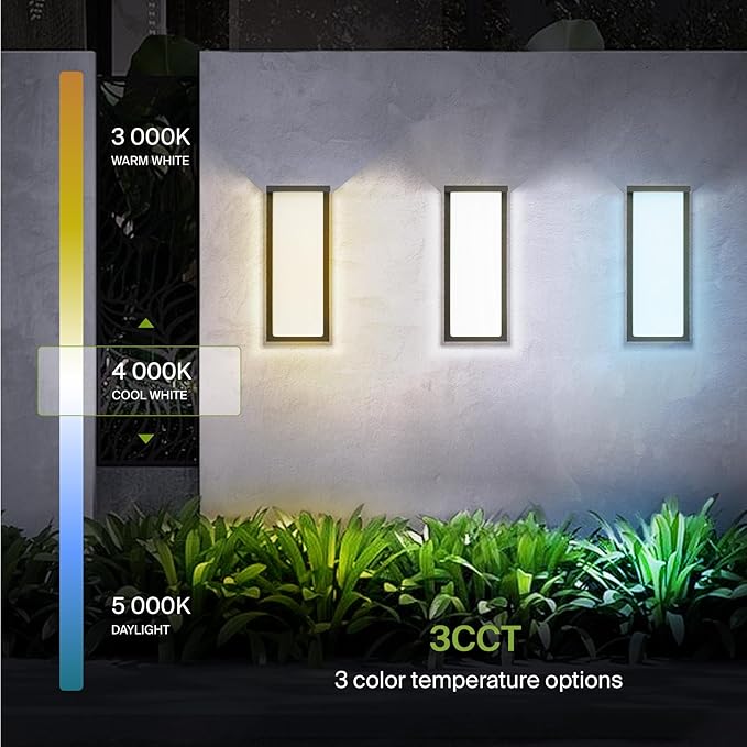 ASD LED 14" Outdoor Wall Light, Front Door House Sconce | 3CCT, Waterproof - Image 4