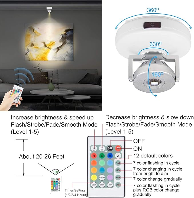 BIGMONAT Battery Operated Spotlight, Wireless LED Accent Lighting - Image 3