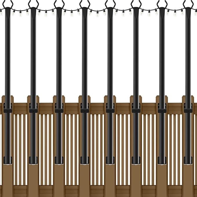 8 Pack String Light Poles, 5Ft Metal Poles by NUERPO