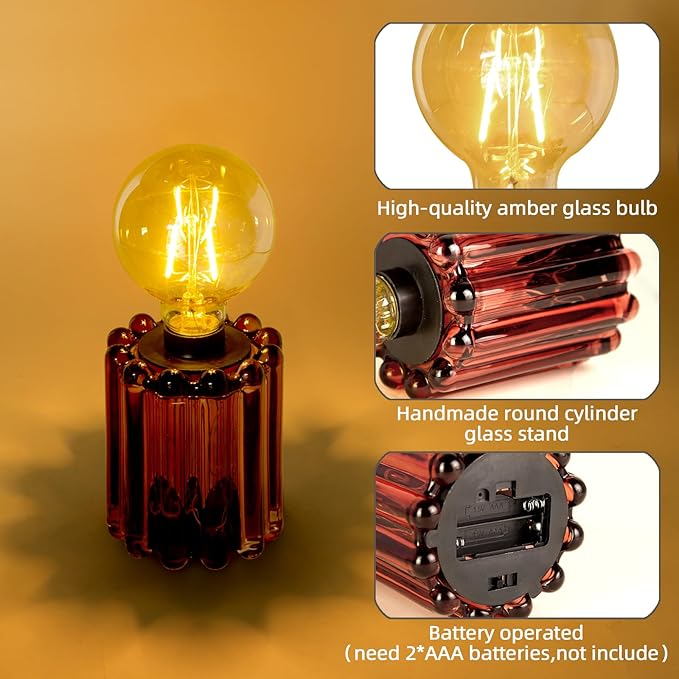 Set of 2 Battery Operated Table Lamp, Battery Powered Cordless Lamp - Image 7