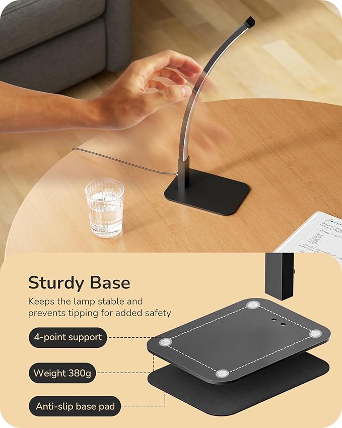 EDISHINE Curved LED Table Lamp, Modern Bedside Lamp - Image 6