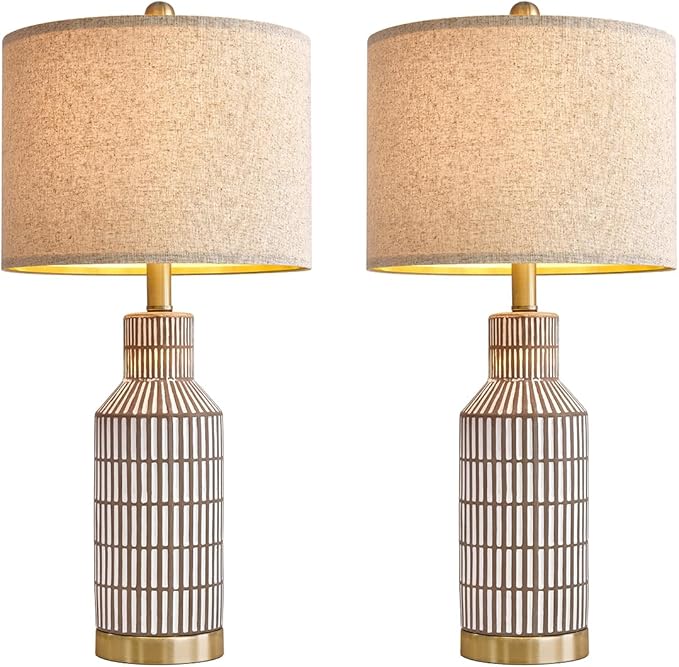 25" Table Lamps Set of 2, Modern Ceramic Bedside Lamps - Image 7