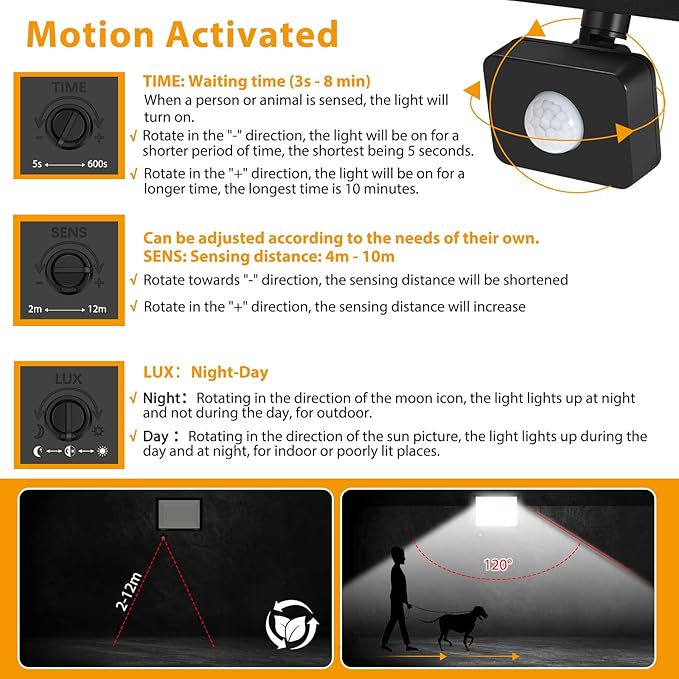2 Pack 200W LED Motion Sensor Flood Light, Super Bright IP66 Waterproof Outdoor - Image 4