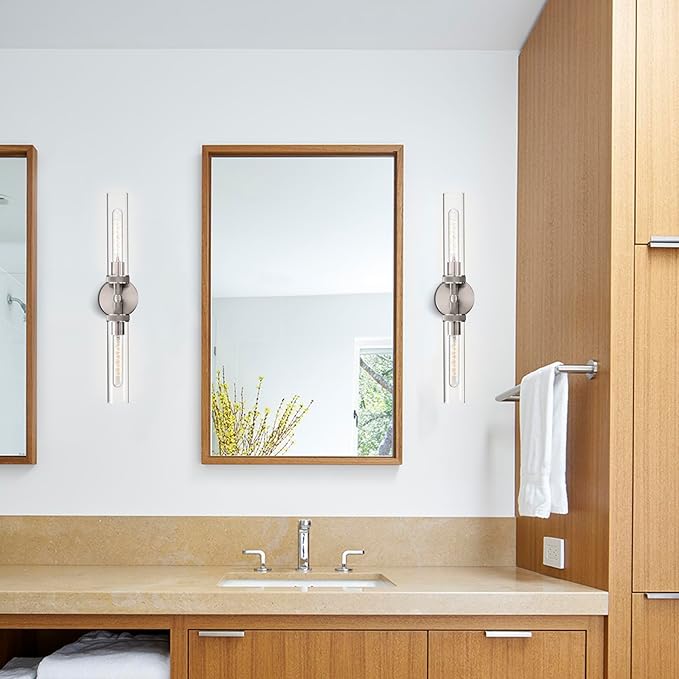 Vanity Lights for Bathroom, Knurled Texture 2-Light Brushed Nickel Wall Sconce - Image 8