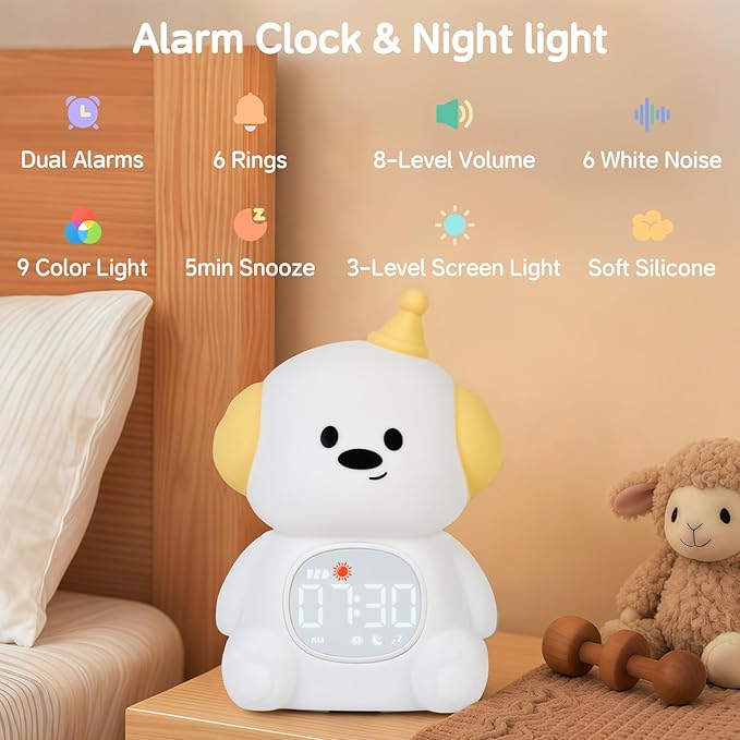 Alarm Clock for Kids with Night Light, Sleep Training Clock Time to Wake Clock - Image 2