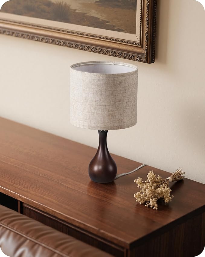 Small Table Lamp, 14.2" Cute Little Desk Lamp, Wood Bedside Lamp - Image 9