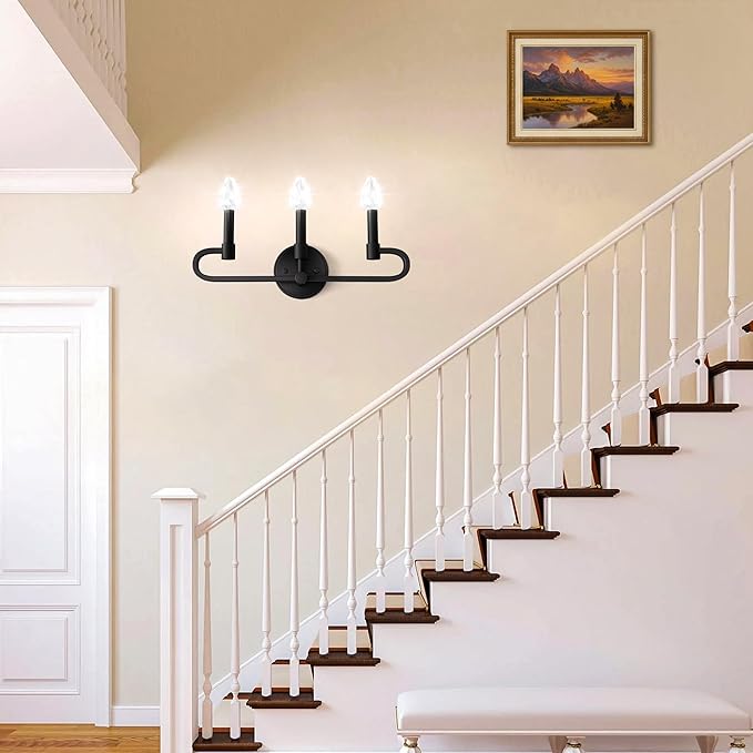 Bathroom Vanity Light, 3 Light Matte Black Vanity Lights - Image 8