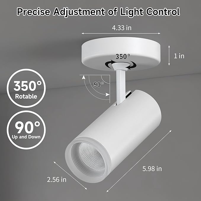9W LED Dimmable Ceiling Spotlight Indoor – Adjustable Surface Mount Accent - Image 5