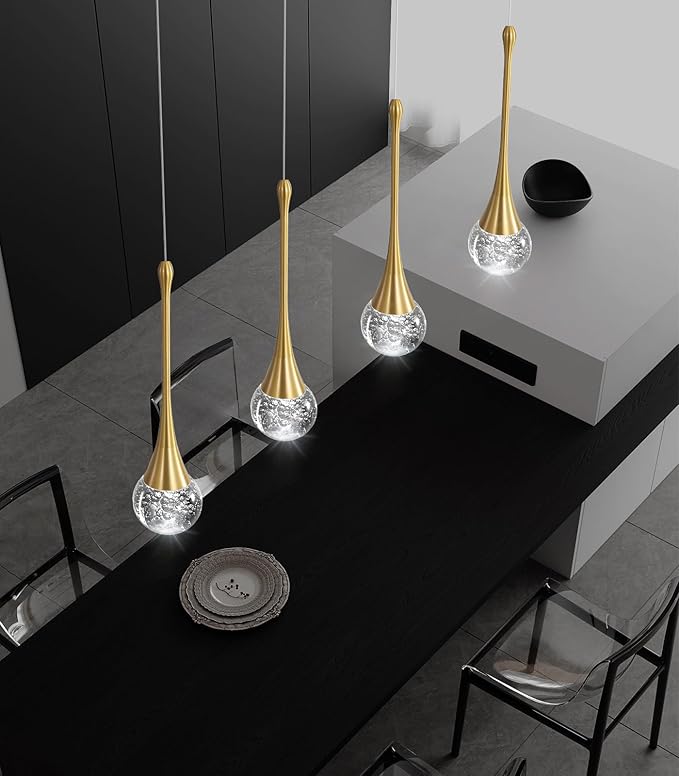 4-Lights Modern Pendant Lights for Kitchen Island LED Dimmable Crystal Glam - Image 8
