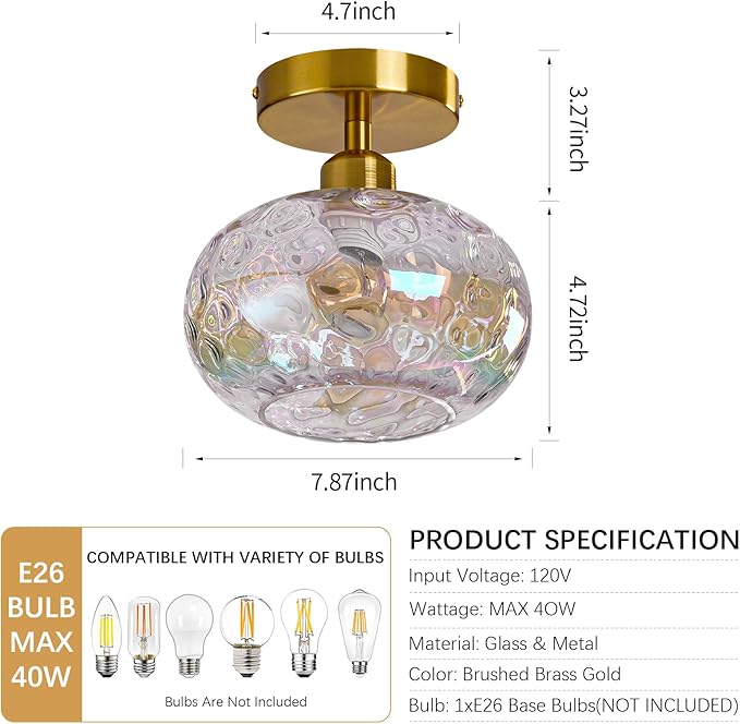 Vintage Glass Flush Mount Ceiling Light - Image 4