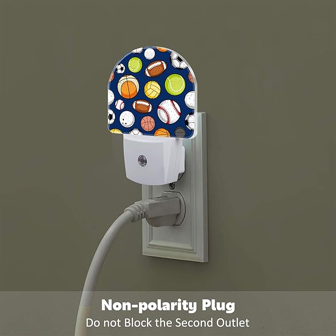 Retro Sports Balls Night Light, Colorful Balls Dusk to Dawn Night Light Plug in - Image 4