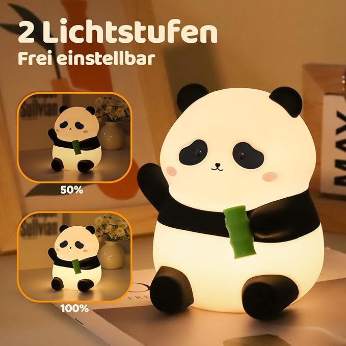 Panda Night Light, 50-Hour Battery & Pat-to-Change Brightness, Squishy Silicone - Image 2