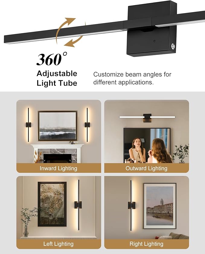 24 Inch Battery Operated Wall Sconce, 8000mAh 3000K/4500K/6000K Dimmable - Image 2