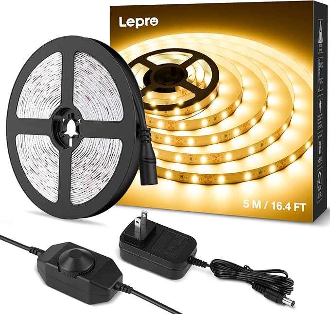 Lepro LED Strip Light White, 16.4Ft Dimmable Vanity Lights, 3000K Super Bright by Lepro