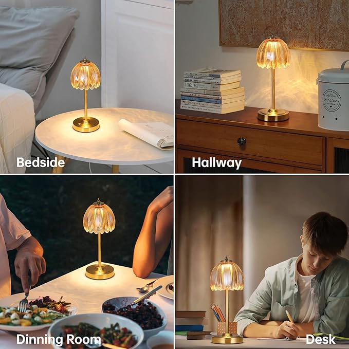 Tulip Table Lamp with 5000mAh Battery & Touch Control, Small Cordless Table - Image 5