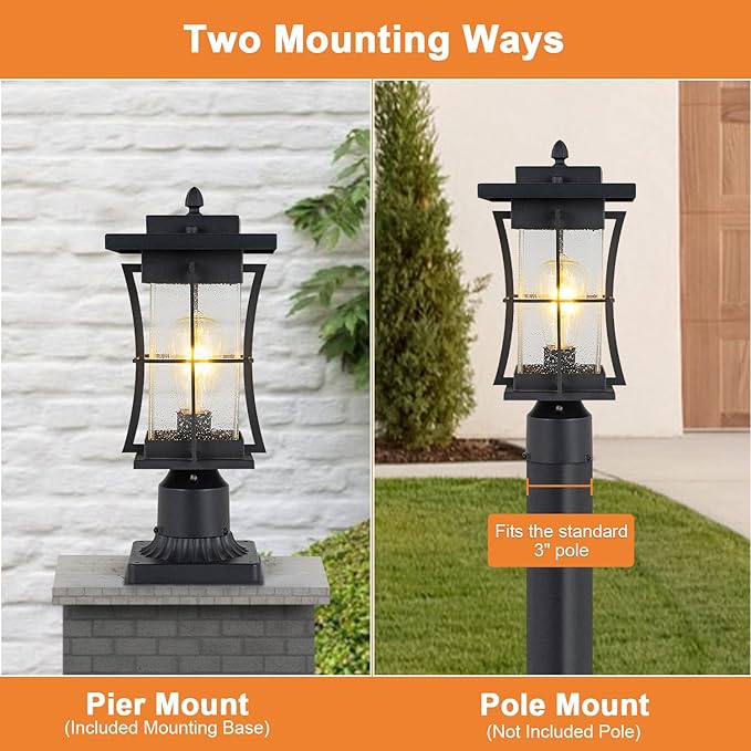 Dusk to Dawn Outdoor Post Light Fixture Waterproof Pole Mount Light - Image 4