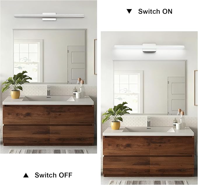 SineRise 40-Inch LED Modern Bathroom Vanity Light Bar, Chrome Modern Acrylic - Image 3