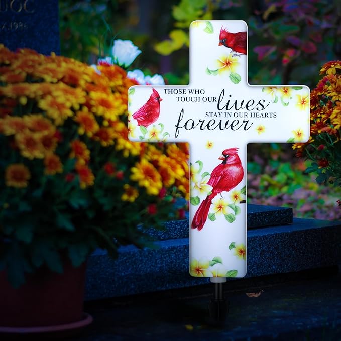 Yousoontic Cardinal Grave Solar Cross Lights Outdoor Memorial Garden Stake - Image 6