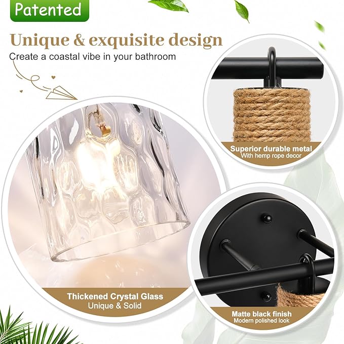 2025 Upgrade Bathroom Light Fixtures, 3-Light Coastal Vanity Lights - Image 4