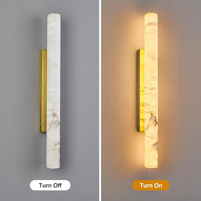LMQNINE Natural Alabaster Wall Sconces Spanish Marble Wall Light Cylinder - Image 7