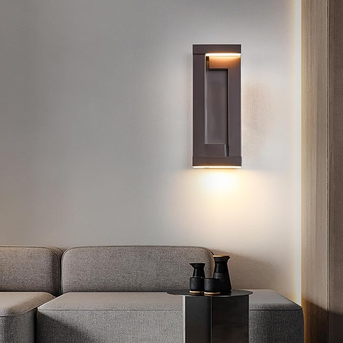 Modern Outdoor LED Wall Lights, Bronze Wall Mount Fixture - Image 9