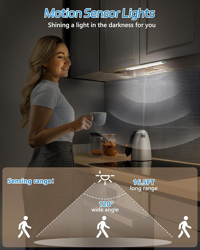 HIBOITEC Motion Sensor Under Counter Lights 2 Pack Rechargeable, 30-LED - Image 2