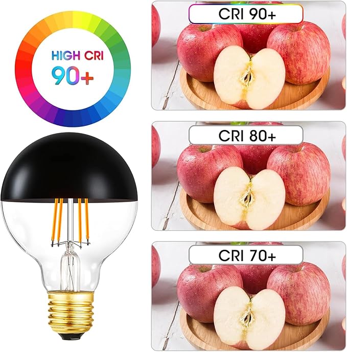Half Chrome Light Bulb, 6W Dimmable LED Edison Bulbs, G80/G25 Globe Shape - Image 6