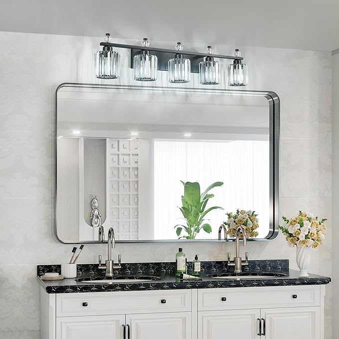Bathroom Vanity Lights 5-Light Sand Black Modern Crystal Vanity Light Fixtures - Image 3