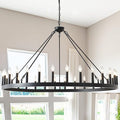 53 Inch Large Black Wagon Wheel Chandelier 30-Light Farmhouse Wagon Wheel by ZBMYRBZJ