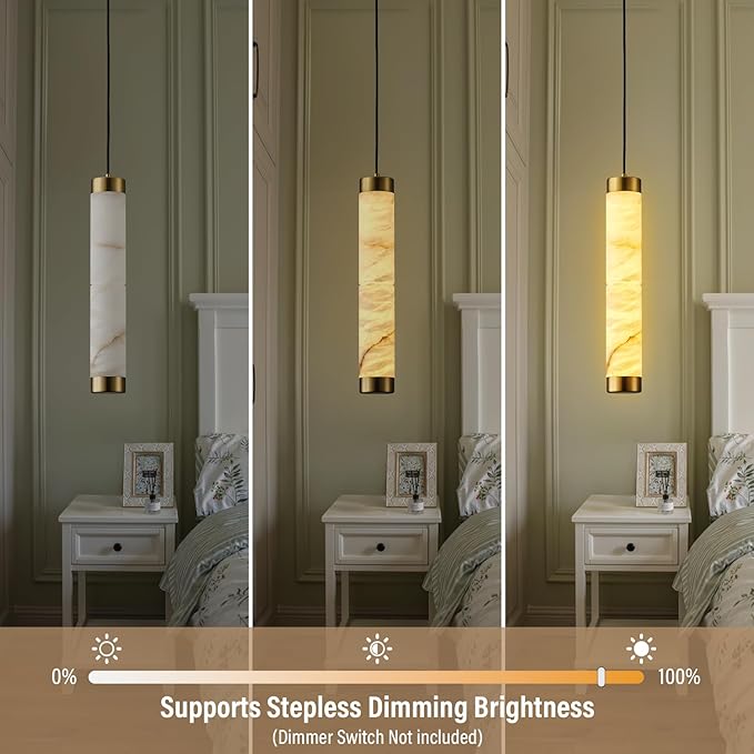 20" Alabaster Pendant Lights, Adjustable Modern Ceiling Light Fixtures - Image 6