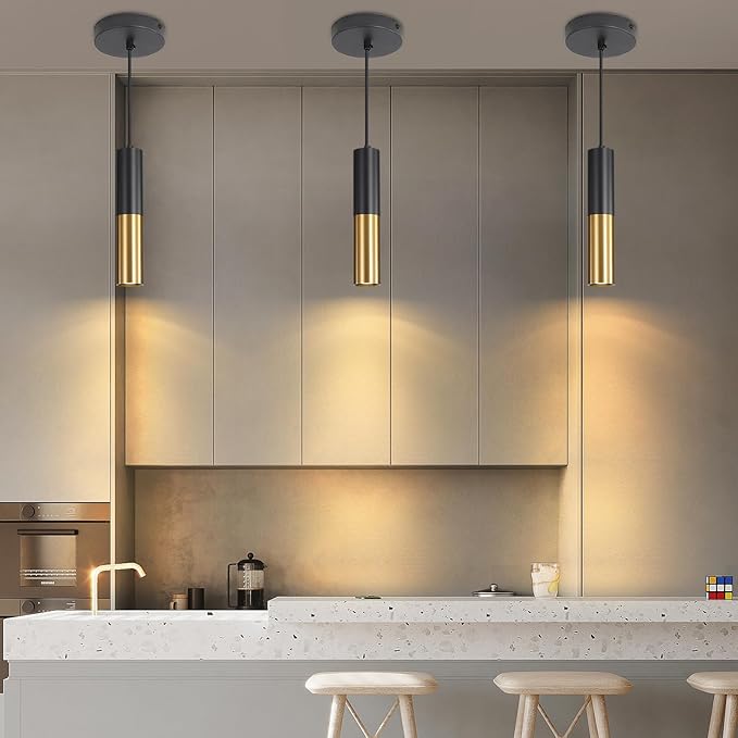 3 Pack Modern Black and Gold LED Pendant Lights, Minimalist Linear Hanging Light - Image 7
