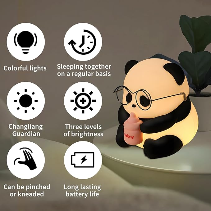 Cute Panda Night Light, LED Novelty Animal Night Lamp, 3 Level Dimmable Nursery - Image 4