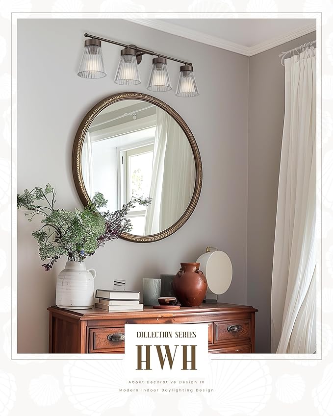 4-Light Bathroom Vanity Light, HWH Oil-Rubbed Bronze Bathroom Light Fixtures - Image 6