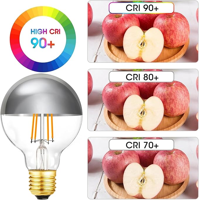 Leools Half Chrome Light Bulb 6W Dimmable LED Edison Bulb G80/G25 Globe Shape - Image 6