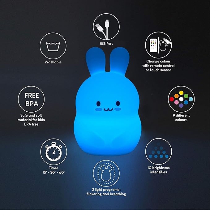 Rabbit Night Lights for Kids, Babies Nursery Lamp, Kids lamp, Child Bedroom - Image 6