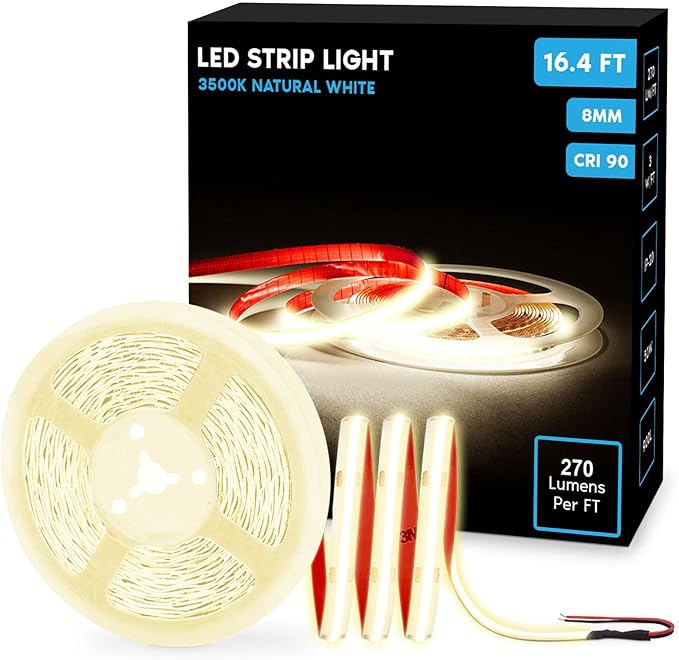 LUXRITE LED Strip Lights 16.4FT, 3500K Natural White, Ultra High Density by LUXRITE