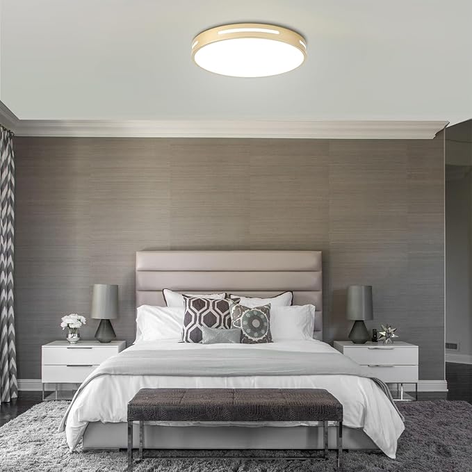 Gold Flush Mount Ceiling Light Fixture LED, 24W Bathroom Light Fixture Ceiling - Image 7
