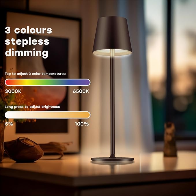 2 Pack Cordless Table Lamp, Portable LED Desk Lamp, 5200mAh Battery Operated - Image 8