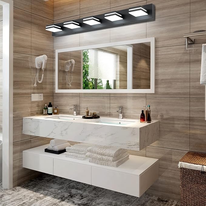 SineRise LED Modern Bathroom Vanity Light Fixtures, Matte Black Modern Acrylic - Image 7
