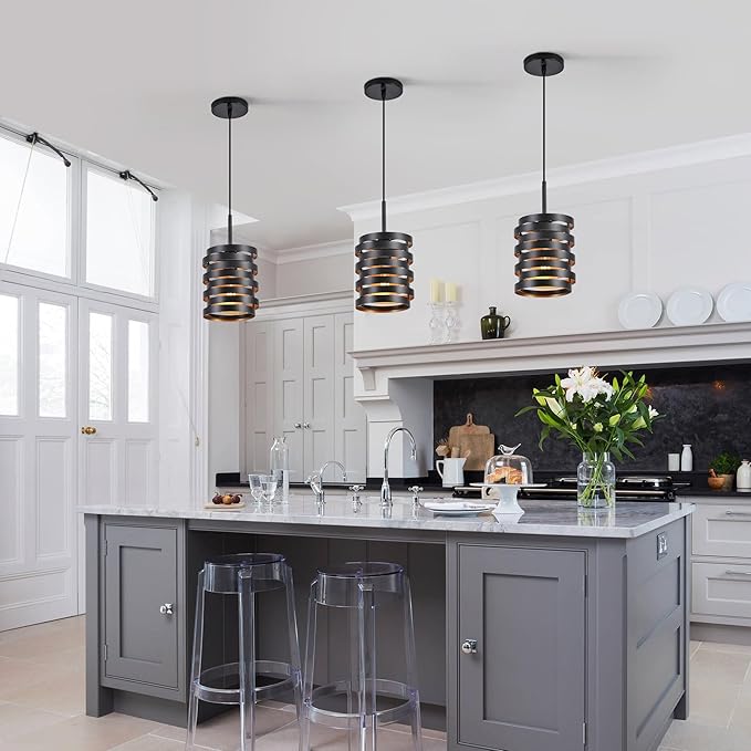 Modern Farmhouse Pendant Lights Kitchen Island, Industrial Multiple Rings - Image 2