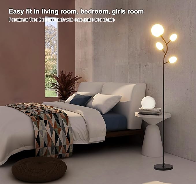 Fiqevs 4 Globe Floor Lamp with 2700K Warm Light LED Bulbs Included, Mid Century - Image 3