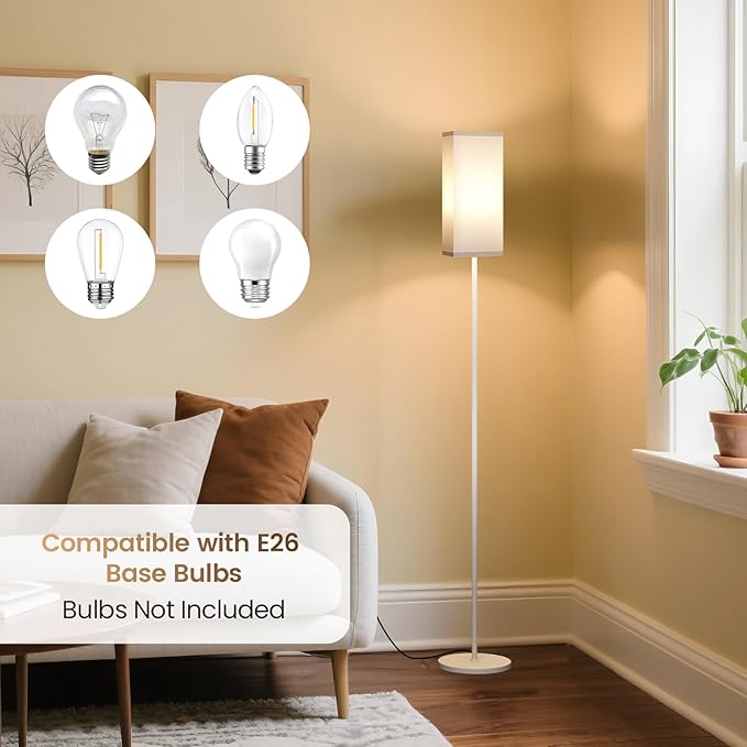 64.6" Floor Lamp, Pole with Foot Switch, Modern Standing Lamp Lampshade - Image 3