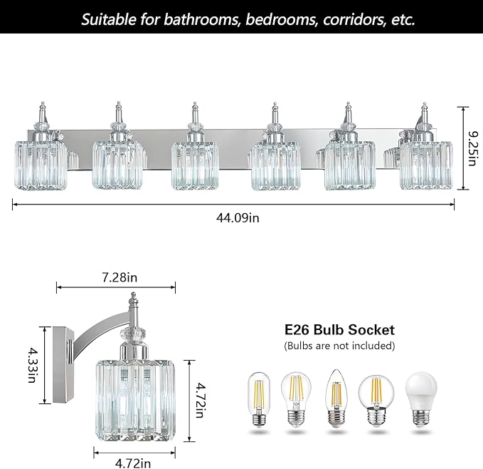 6 Light Bathroom Vanity Light Modern Chrome Vanity Light Fixtures Bathroom - Image 4