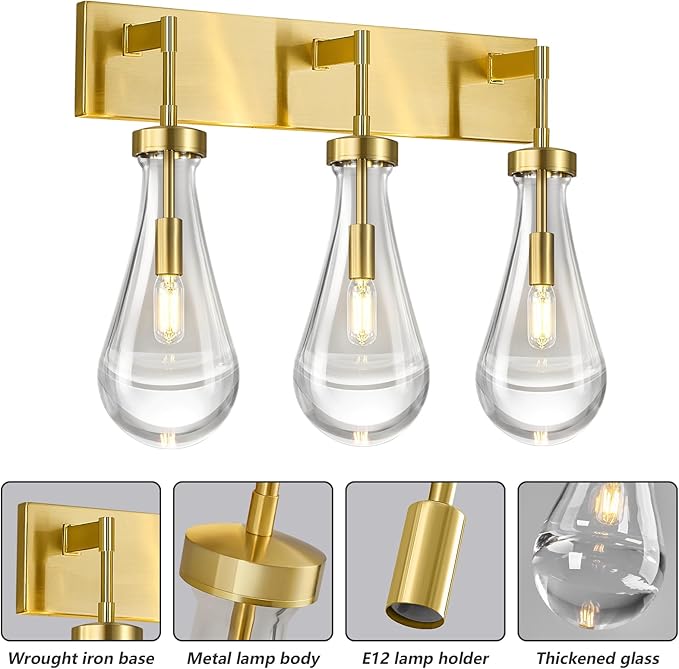 Raindrop Wall Sconces Gold Crystal Sconces Wall Decor Modern Lighting Glass - Image 6