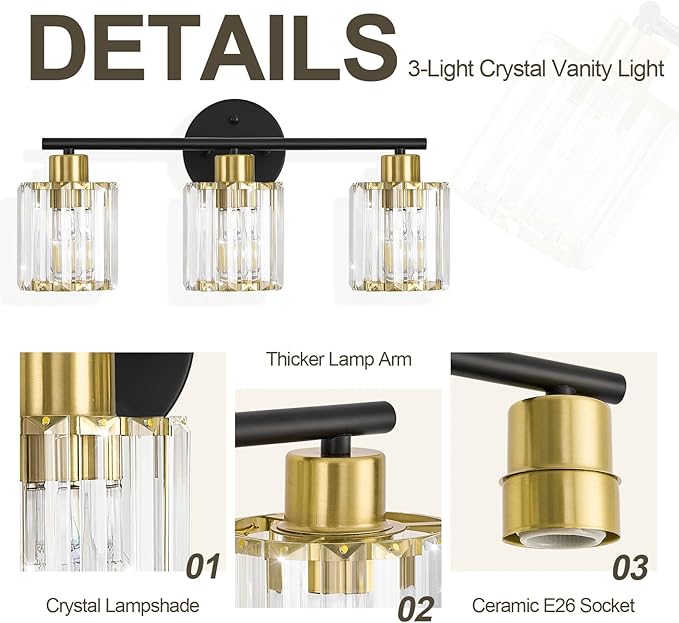 Crystal Bathroom Light Fixtures, Bathroom Lighting Fixtures Over Mirror - Image 8