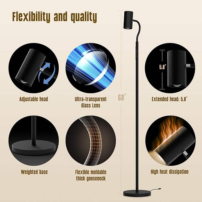 GLOWRIUM LED Floor Reading Lamp, Dual-Side Reading Light - Image 3