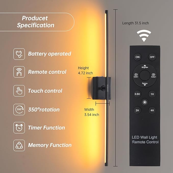 Battery Operated Wall Sconce Set of 2, 10000mAh Rechargeable Wall Sconces - Image 8