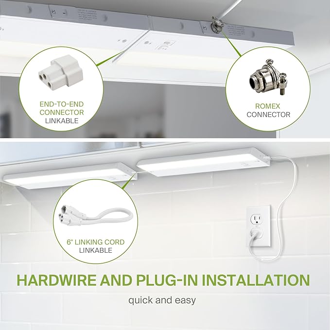 ASD 20 Pack 12 Inch LED Under Cabinet Lighting Plug in or Hardwired, - Image 7
