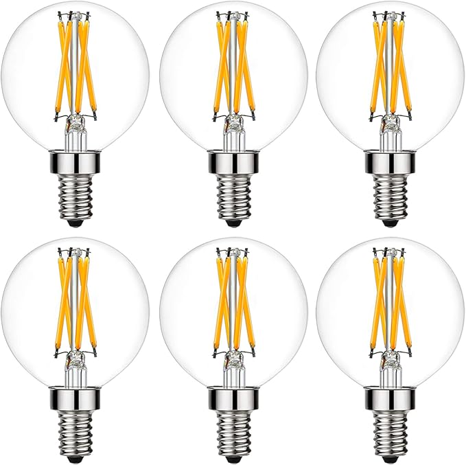 LiteHistory Dimmable G16.5 LED Light Bulb 6W Equal 60W 600lm AC120V Candelabra by LiteHistory